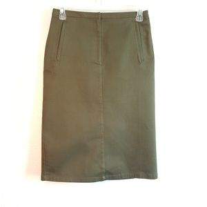 Ann Taylor Stretch Pencil Skirt Dark Olive Sz 2